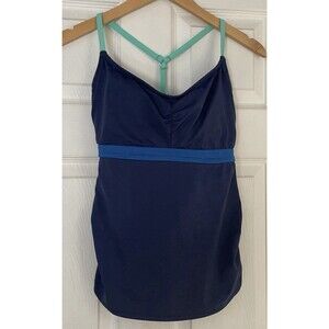 Title Nine Swim Tankini Top Underwire Swimsuit Navy Green